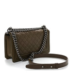 Lambskin Quilted Medium Boy Flap Khaki