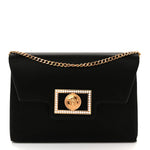 Satin Crystal La Medusa Pouch On Chain Black