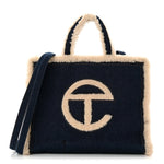 X UGG Denim Shearling Medium Shopping Bag Raw Denim