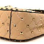 Nappa Medium Rockstud Spike Shoulder Bag Soft Noisette