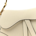 Grained Calfskin Mini Saddle Bag White