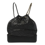 Aged Calfskin Quilted Small Gabrielle Backpack Black