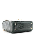 Alligator Crystal Mini Lady Dior Dark Green