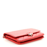 Grained Calfskin Quilted CC Box Wallet On Chain WOC Red