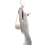 Azalea Calfskin Web Mini Horsebit 1955 Shoulder Bag Mystic White