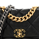 Goatskin Quilted Large Chanel 19 Flap Black