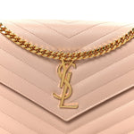 Grain De Poudre Matelasse Chevron Monogram Chain Wallet Pale Pink