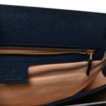 Textured Calfskin Web Medium Ophidia Chain Shoulder Bag Blue Agata