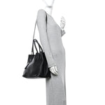 Vitello Daino Medium Double Tote Black Cuoio