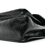 Crinkled Calfskin Matelasse Monogram Medium Niki Chain Satchel Black