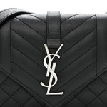 Grain De Poudre Textured Mixed Matelasse Triquilt Small Monogram Satchel Black