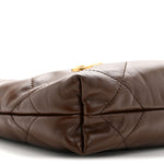 Shiny Calfskin Quilted Mini Chanel 22 Brown