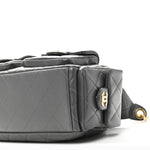 Shiny Lambskin Quilted Large Trendy Pockets Hobo Grey