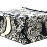 Canvas Toile de Jouy Reverse Embroidered Mini Book Tote Phone Bag Blue