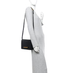 Calfskin Crocodile Embossed Four Ring Knuckle Crossbody Bag Black