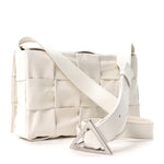Patent Maxi Intrecciato Cassette Crossbody Bag White