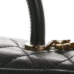 Caviar Quilted Small Coco Handle Flap Black