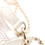 Mesh Shiny Lambskin Chain Hobo White