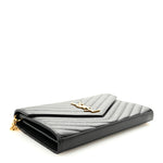 Grain De Poudre Matelasse Chevron Monogram Chain Wallet Black