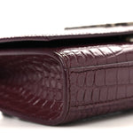 Calfskin Crocodile Embossed Monogram Kate Belt Bag Burgundy