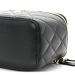 Lambskin Quilted Small Top Handle Vanity Case With Chain Black