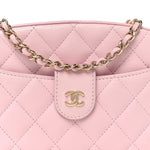 Lambskin Quilted Chain Camera Bag Light Pink