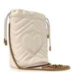 Calfskin Matelasse Mini GG Marmont 2.0 Bucket Bag White