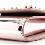 Metallic Patent Calfskin Spikes Loubinthesky Paloma Clutch Pink