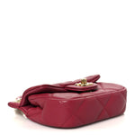 Calfskin Quilted Lady Handle Flap Card Holder With Chain Dark Pink