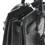 Calfskin Crocodile Embossed Baby Sac De Jour Black