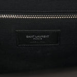 Calfskin Crocodile Embossed Large Monogram Satchel Dark Brown