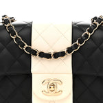 Lambskin Quilted Mini Rectangular Flap Black White