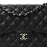 Caviar Quilted Jumbo Double Flap Black