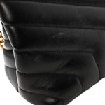 Calfskin Y Quilted Monogram Medium Loulou Chain Satchel Black
