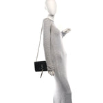 Calfskin Crocodile Embossed Small Classic Monogram Kate Tassel Satchel Black