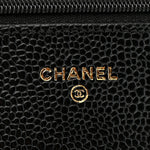 Caviar Quilted Wallet on Chain WOC Black