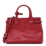 Grainy Calfskin House Check Small Banner Tote Red
