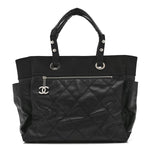 Coated Canvas Quilted Large Paris Biarritz Tote Black