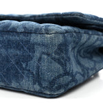 Denim Quilted Medium Camellia Flap Blue