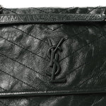Crinkled Calfskin Matelasse Monogram Medium Niki Chain Satchel Dark Green