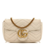 Calfskin Matelasse Super Mini GG Marmont Shoulder Bag White