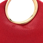 Pony Hair Le Petit Calino Ring Top Handle Bag Red