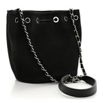 Canvas Deauville Drawstring Bucket Bag Black
