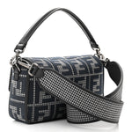 Wool Vitello King Houndstooth FF Embroidered Baguette Grigio Anthracite
