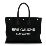 Linen Calfskin Rive Gauche Tote Black