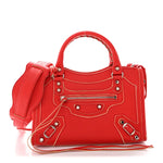 Supple Grained Calfskin Classic Silver Hardware Highlight Mini City Rouge Fraise