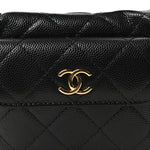 Caviar Quilted Polly Pocket Pouch Hobo Black