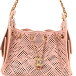 Perforated Calfskin Quilted Mini Chanel 25 Handbag Light Pink