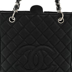 Caviar Quilted Petit Shopping Tote PST Black