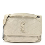 Crinkled Calfskin Matelasse Monogram Baby Niki Chain Satchel Blanc Vintage